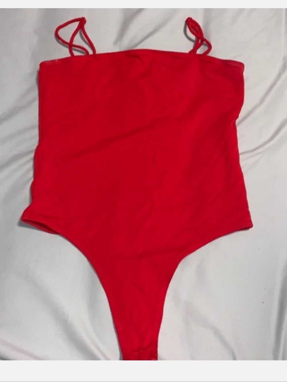 Red One-Piece Thong Bodysuit Medium